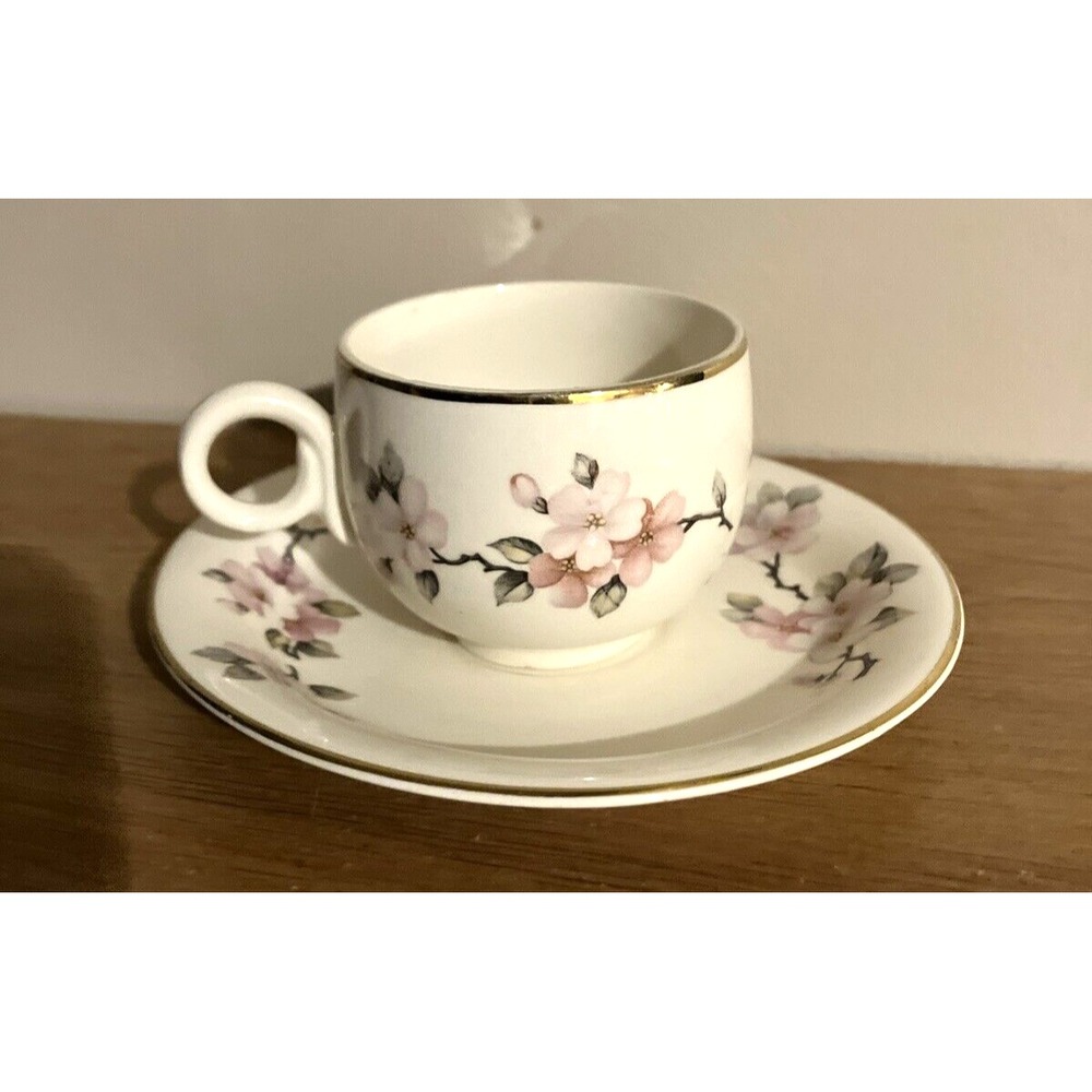 Homer Laughlin APPLE BLOSSOM Demitasse Cup and Saucer Set - Eggshell
